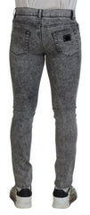Dolce & Gabbana Grey Washed Cotton Slim Fit Men Denim Jeans -   -  Dolce & Gabbana.