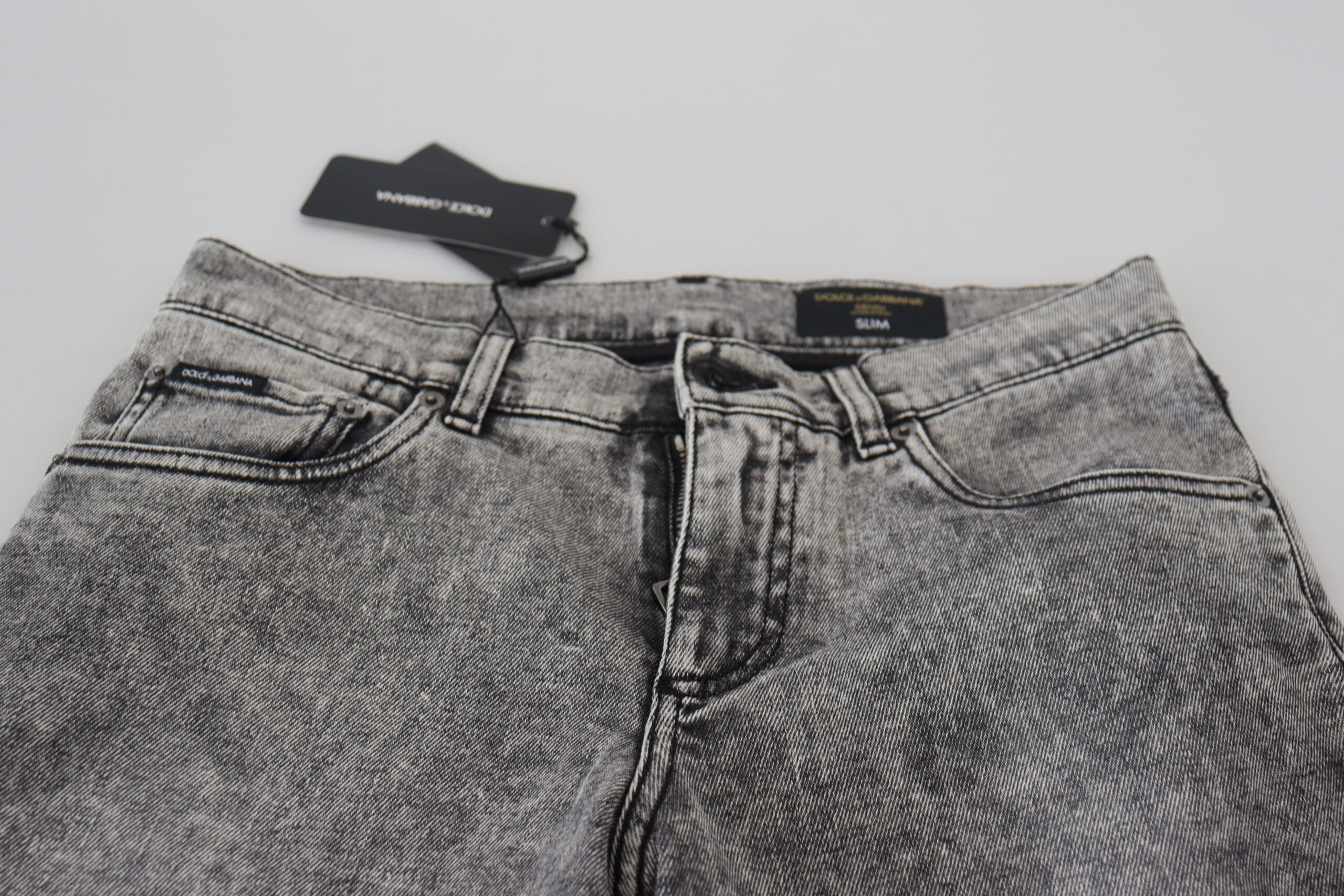 Dolce & Gabbana Grey Washed Cotton Slim Fit Men Denim Jeans -   -  Dolce & Gabbana.
