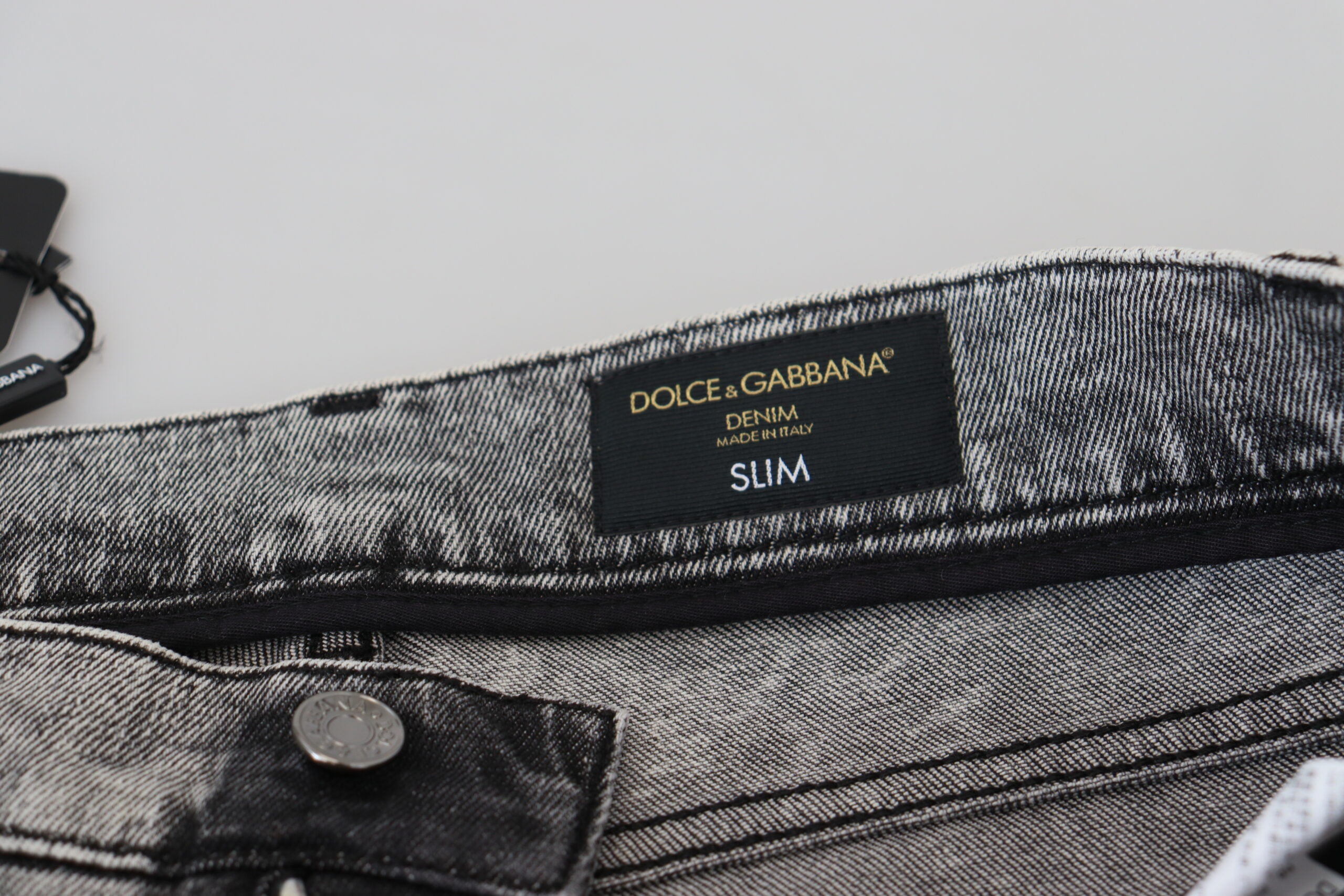 Dolce & Gabbana Grey Washed Cotton Slim Fit Men Denim Jeans -   -  Dolce & Gabbana.