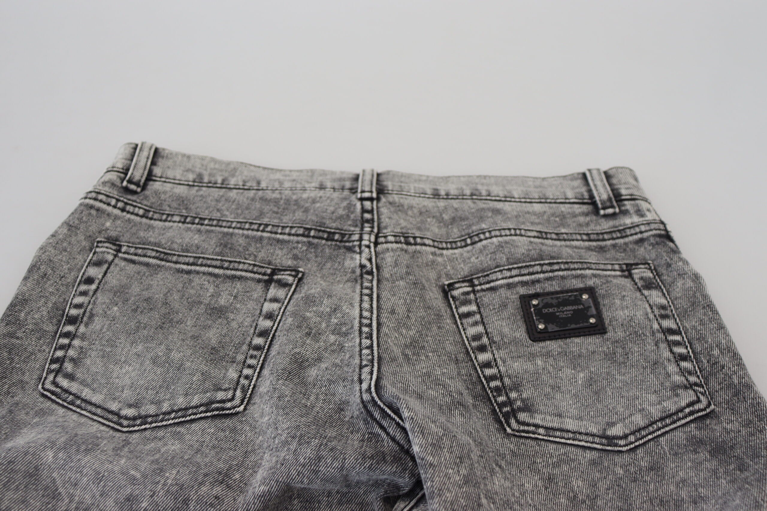 Dolce & Gabbana Grey Washed Cotton Slim Fit Men Denim Jeans -   -  Dolce & Gabbana.