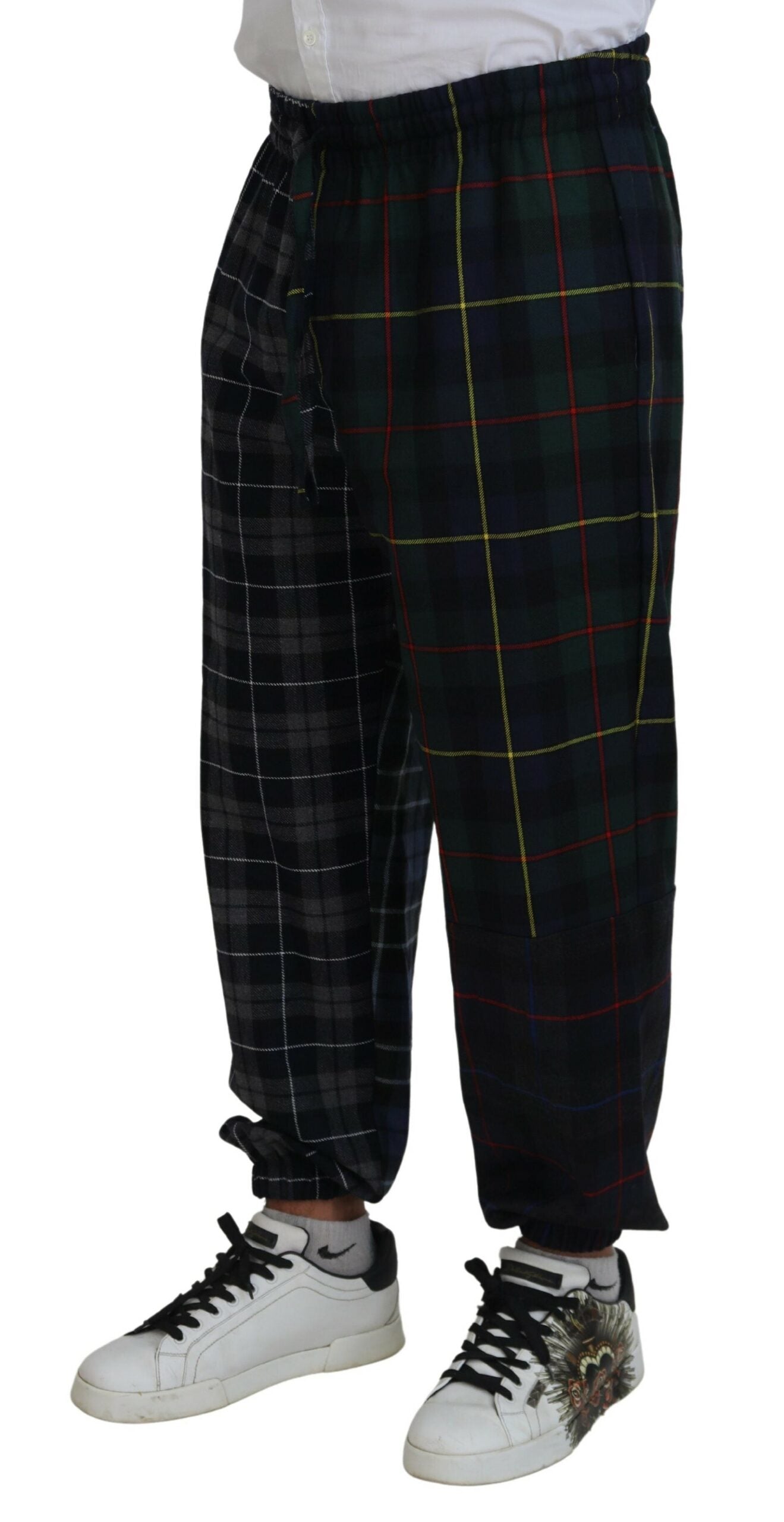 Dolce & Gabbana Multicolor Checkered Wool Men Jogger Pants -   -  Dolce & Gabbana.