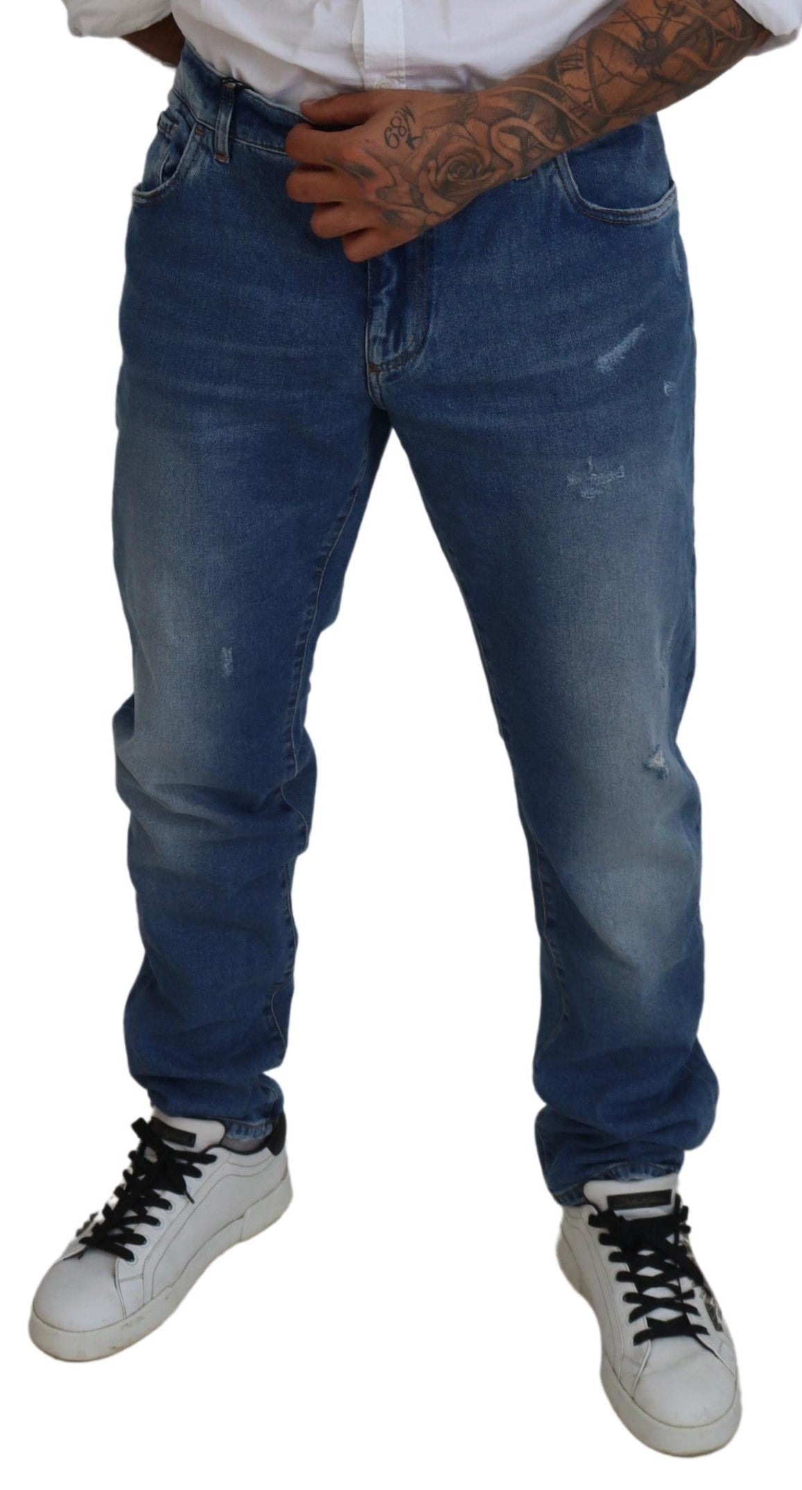 Dolce & Gabbana Blue Washed Skinny Cotton Denim Jeans -   -  Dolce & Gabbana.