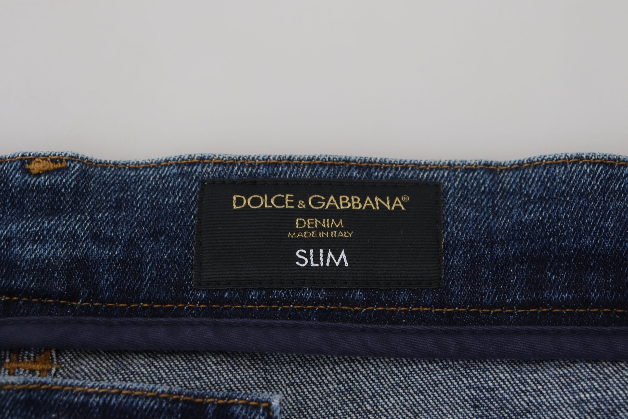 Dolce & Gabbana Blue Tattered Cotton Stretch Slim Denim Jeans -   -  Dolce & Gabbana.