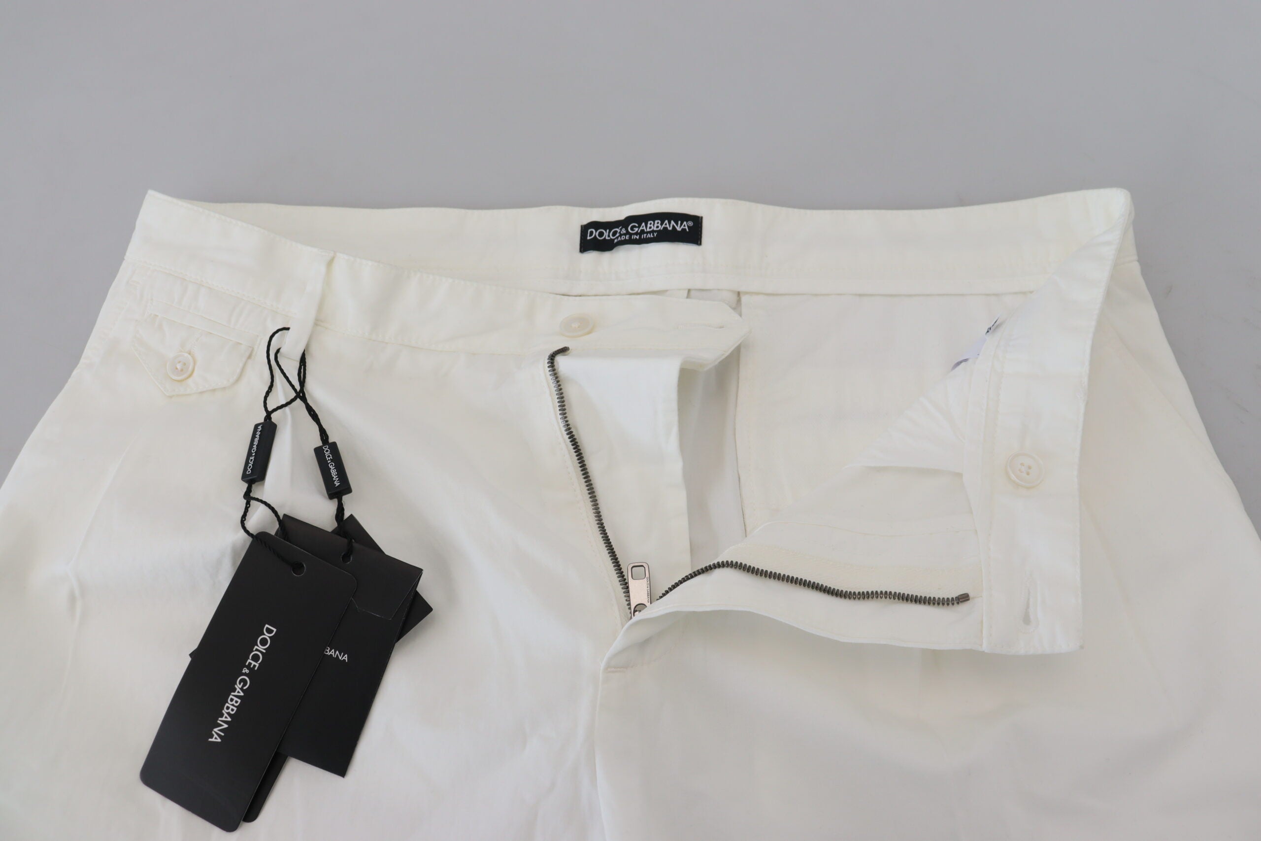 Dolce & Gabbana White Cotton Skinny Chino Pants -   -  Dolce & Gabbana.