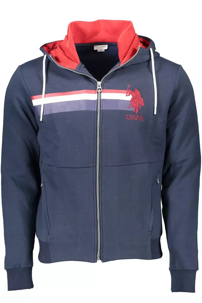U.S. POLO ASSN. Chic Blue Hooded Zip Sweatshirt - Embroidered Detail -   -  U.S. POLO ASSN..