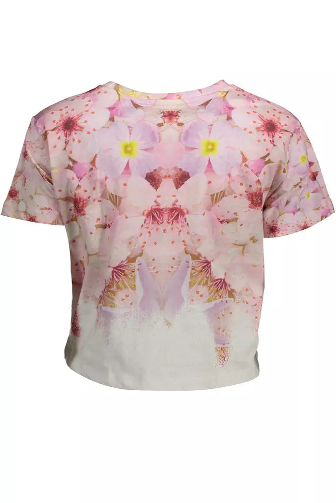 Desigual Chic Pink Embroidered Cotton Tee -   -  Desigual.
