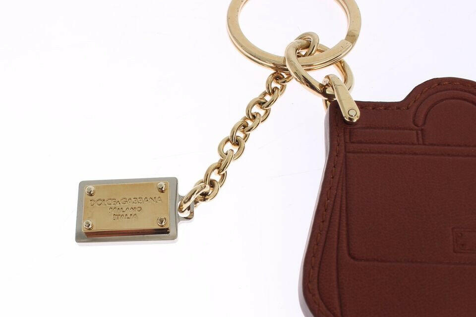 Dolce & Gabbana Brown Leather Miss SICILY Gold Finder Chain Keychain -  Men´s Keychains -  Dolce & Gabbana.