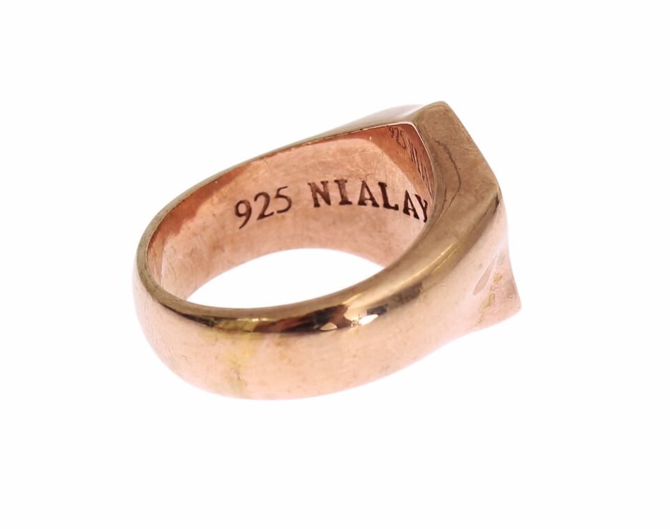 Nialaya Pink Gold 925 Silver Authentic Clear Ring -   -  Nialaya.