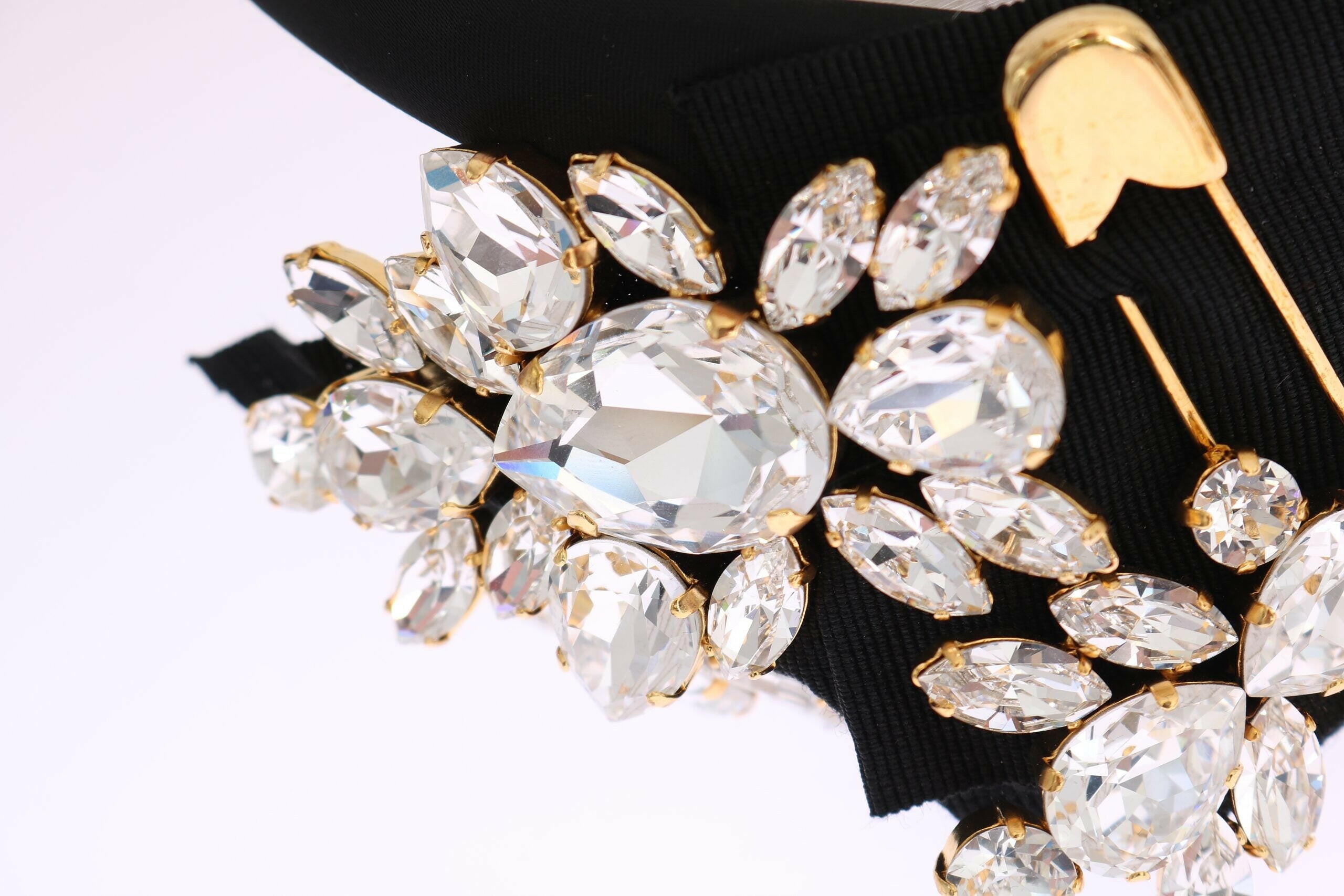 Dolce & Gabbana Black Crystal White Hair Parrucchiera Headband Diadem -   -  Dolce & Gabbana.