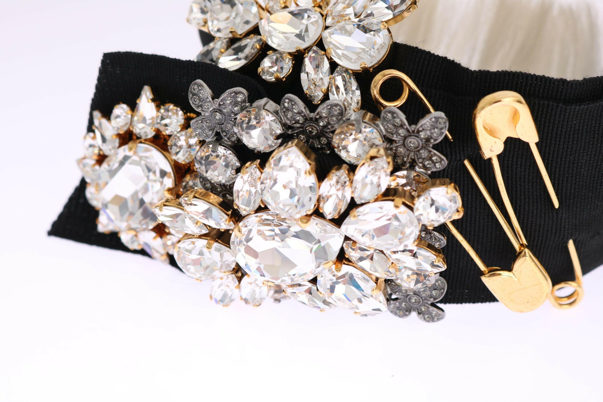 Dolce & Gabbana Black Crystal White Hair Parrucchiera Headband Diadem -   -  Dolce & Gabbana.