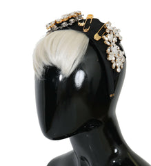 Dolce & Gabbana Black Crystal White Hair Parrucchiera Headband Diadem -   -  Dolce & Gabbana.