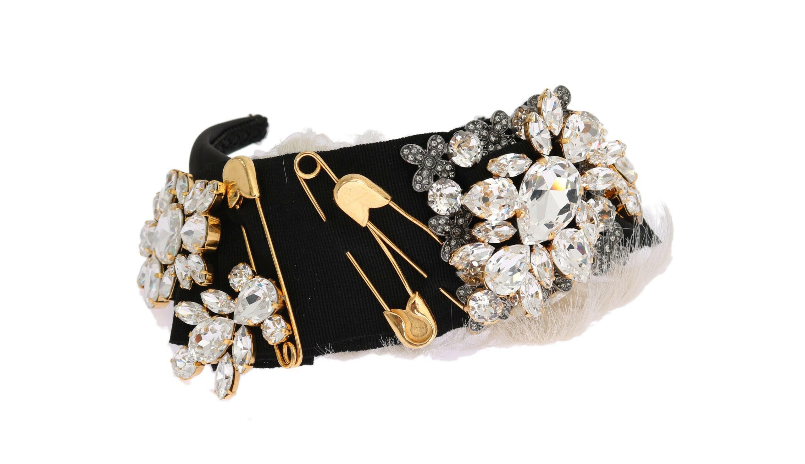 Dolce & Gabbana Black Crystal White Hair Parrucchiera Headband Diadem -   -  Dolce & Gabbana.