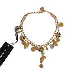Dolce & Gabbana Gold Brass Crystal Logo Pineapple Statement Necklace -   -  Dolce & Gabbana.