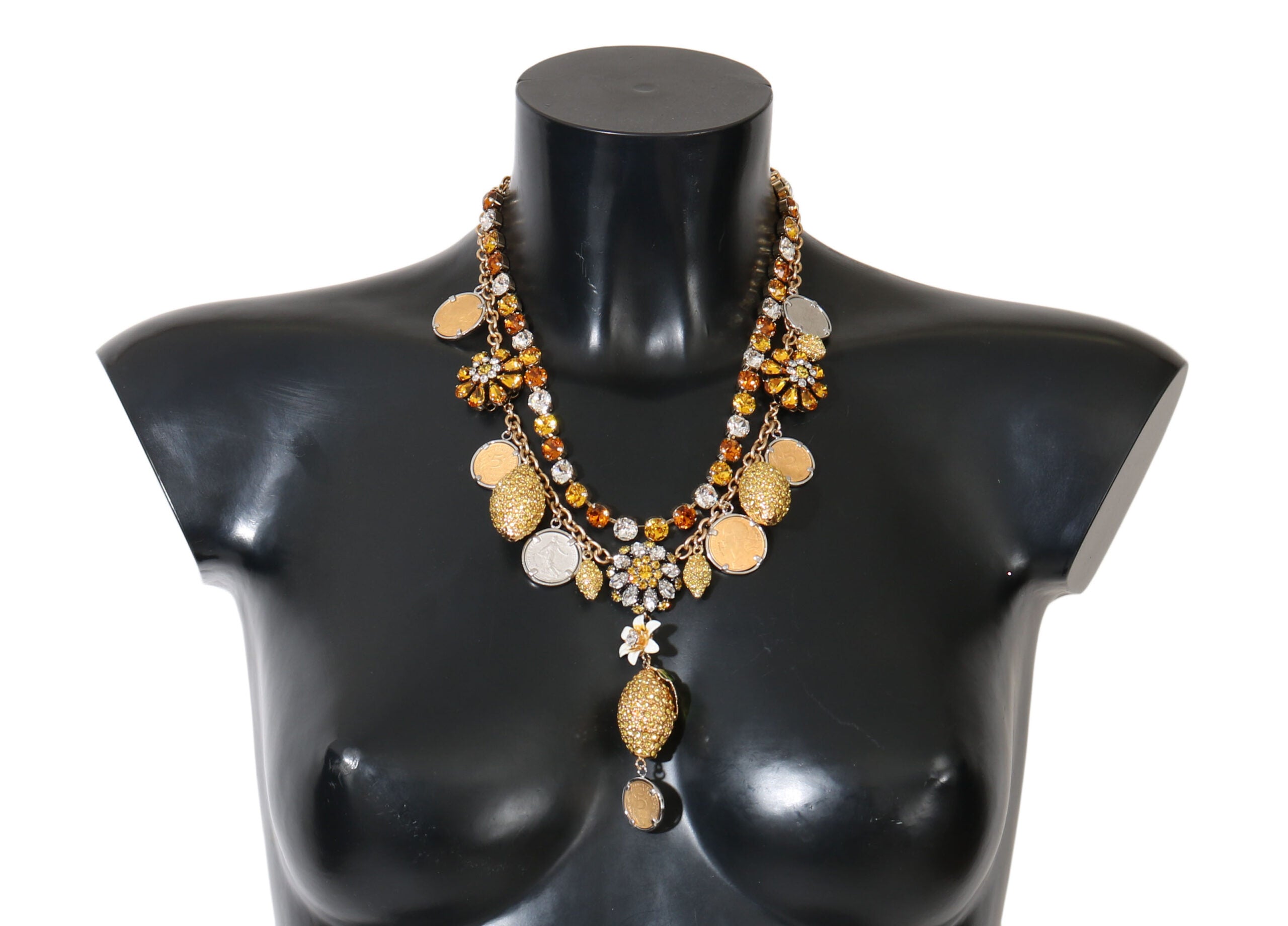 Dolce & Gabbana Gold Brass Crystal Logo Pineapple Statement Necklace -   -  Dolce & Gabbana.