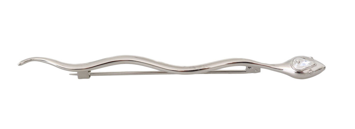 Dolce & Gabbana Silver Brass Crystal Spilla Serpente Mens Brooch Pin -   -  Dolce & Gabbana.