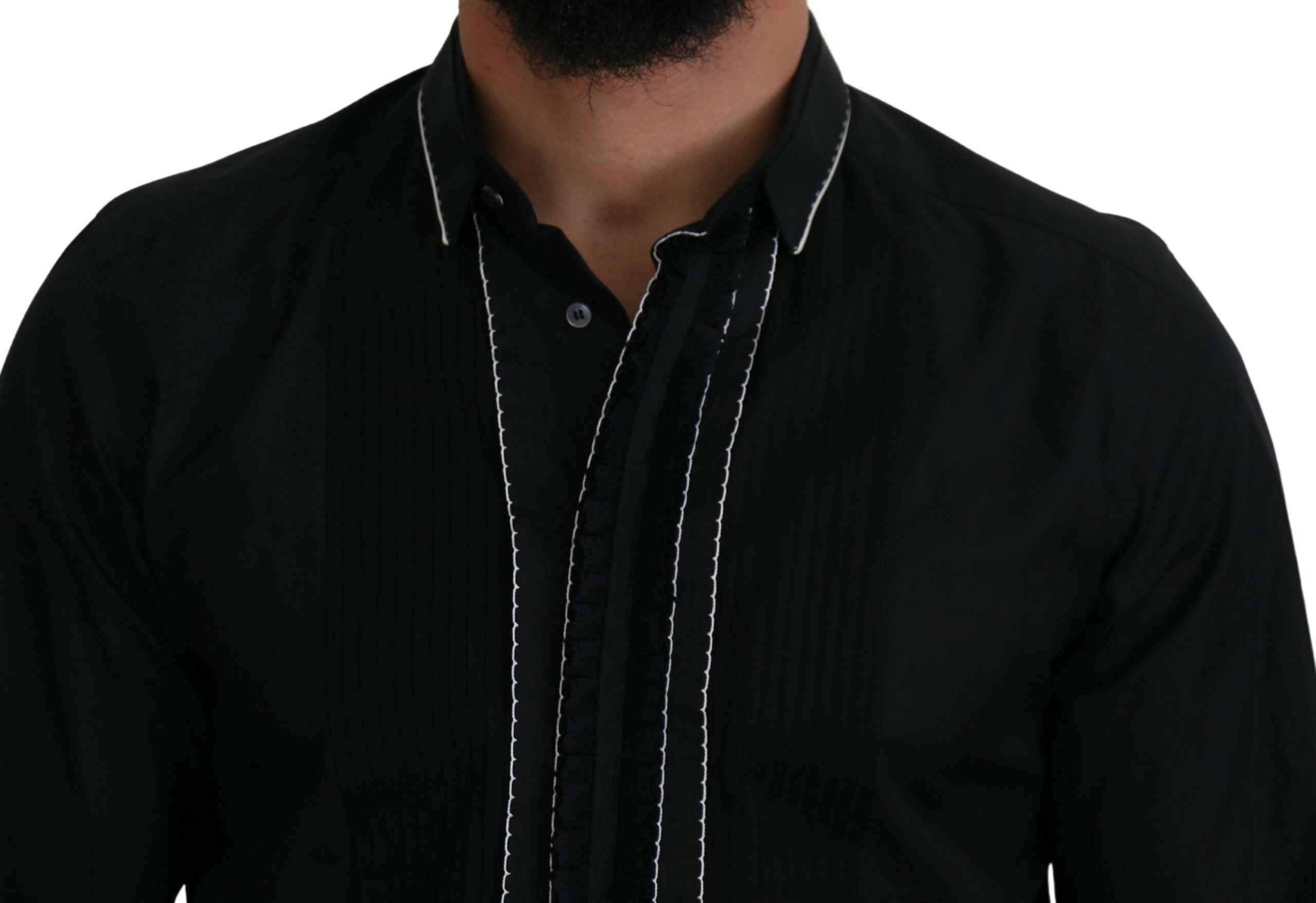 Dolce & Gabbana GOLD Black Tuxedo Slim Fit Cotton Shirt -   -  Dolce & Gabbana.