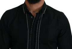 Dolce & Gabbana GOLD Black Tuxedo Slim Fit Cotton Shirt -   -  Dolce & Gabbana.