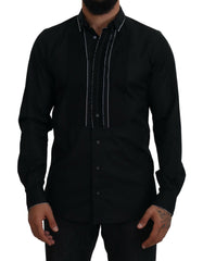 Dolce & Gabbana GOLD Black Tuxedo Slim Fit Cotton Shirt -   -  Dolce & Gabbana.
