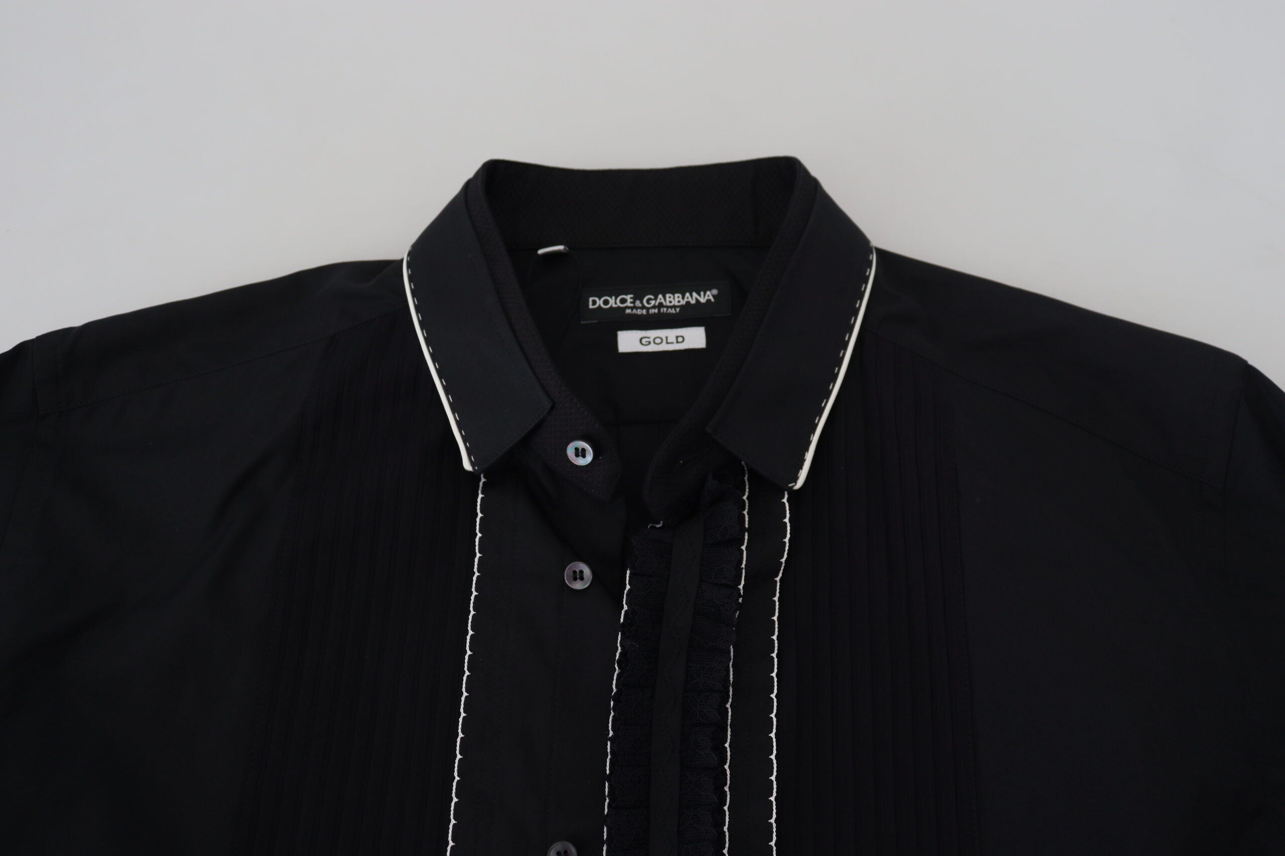 Dolce & Gabbana GOLD Black Tuxedo Slim Fit Cotton Shirt -   -  Dolce & Gabbana.