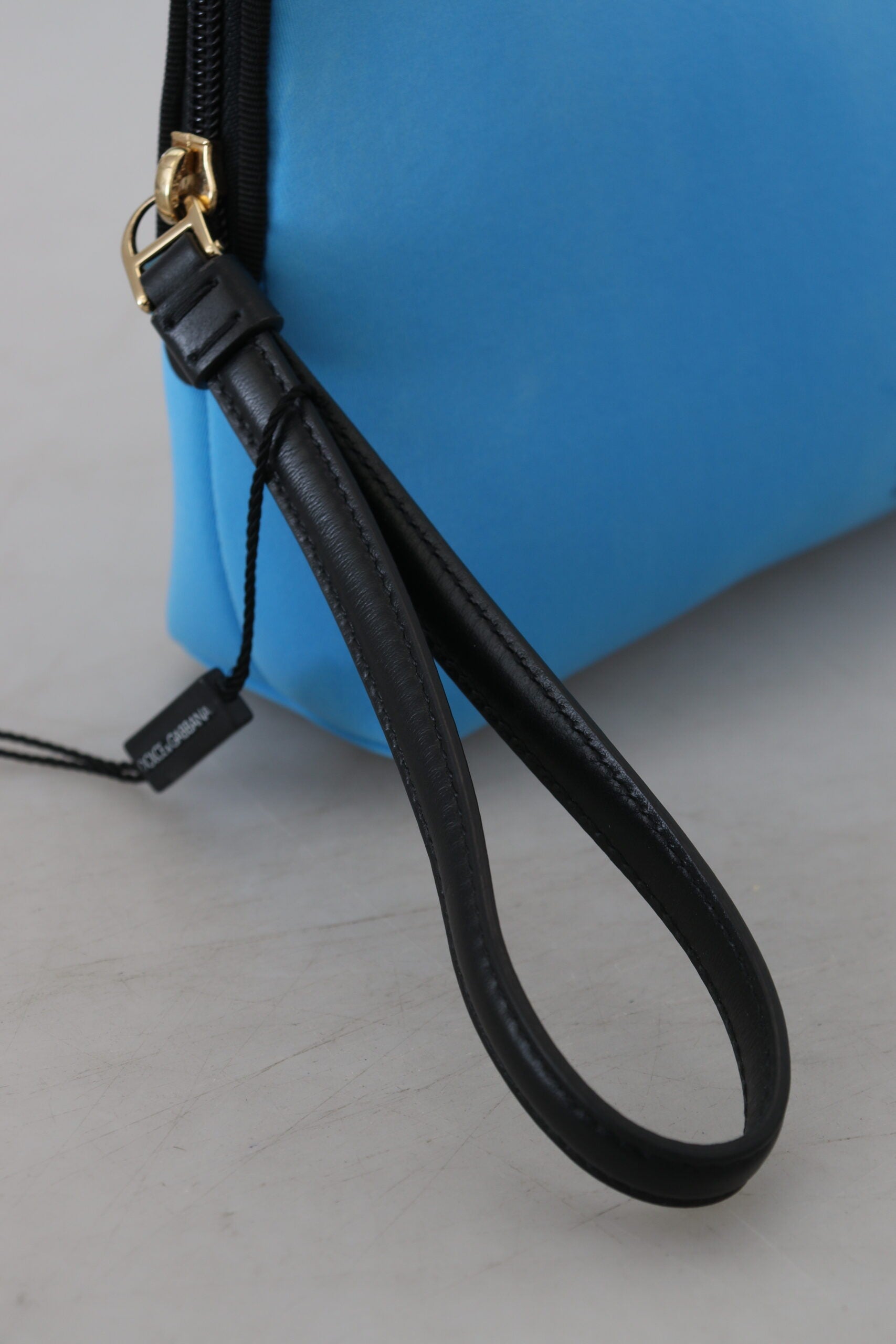 Dolce & Gabbana Blue Logo Print Hand Pouch Leopard Print Toiletry Bag -   -  Dolce & Gabbana.