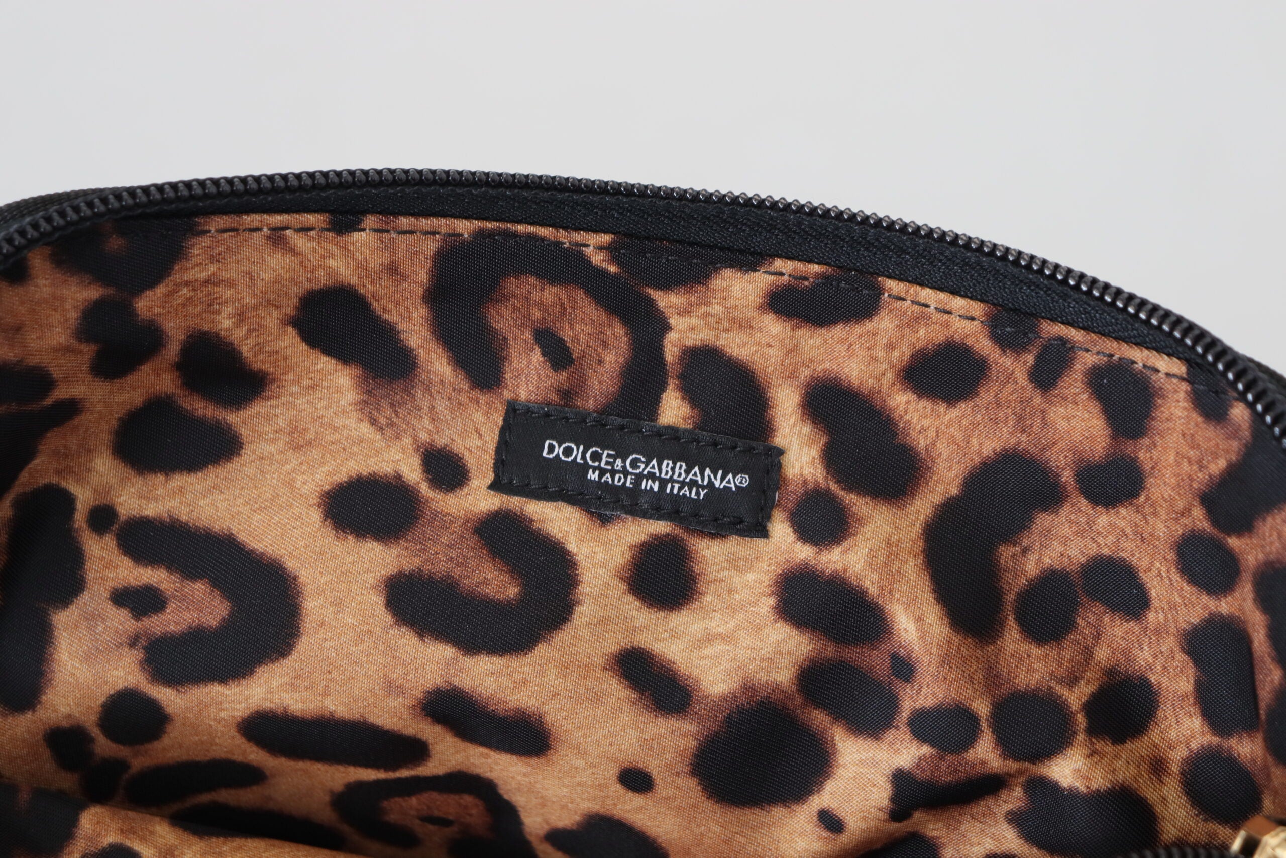 Dolce & Gabbana Blue Logo Print Hand Pouch Leopard Print Toiletry Bag -   -  Dolce & Gabbana.