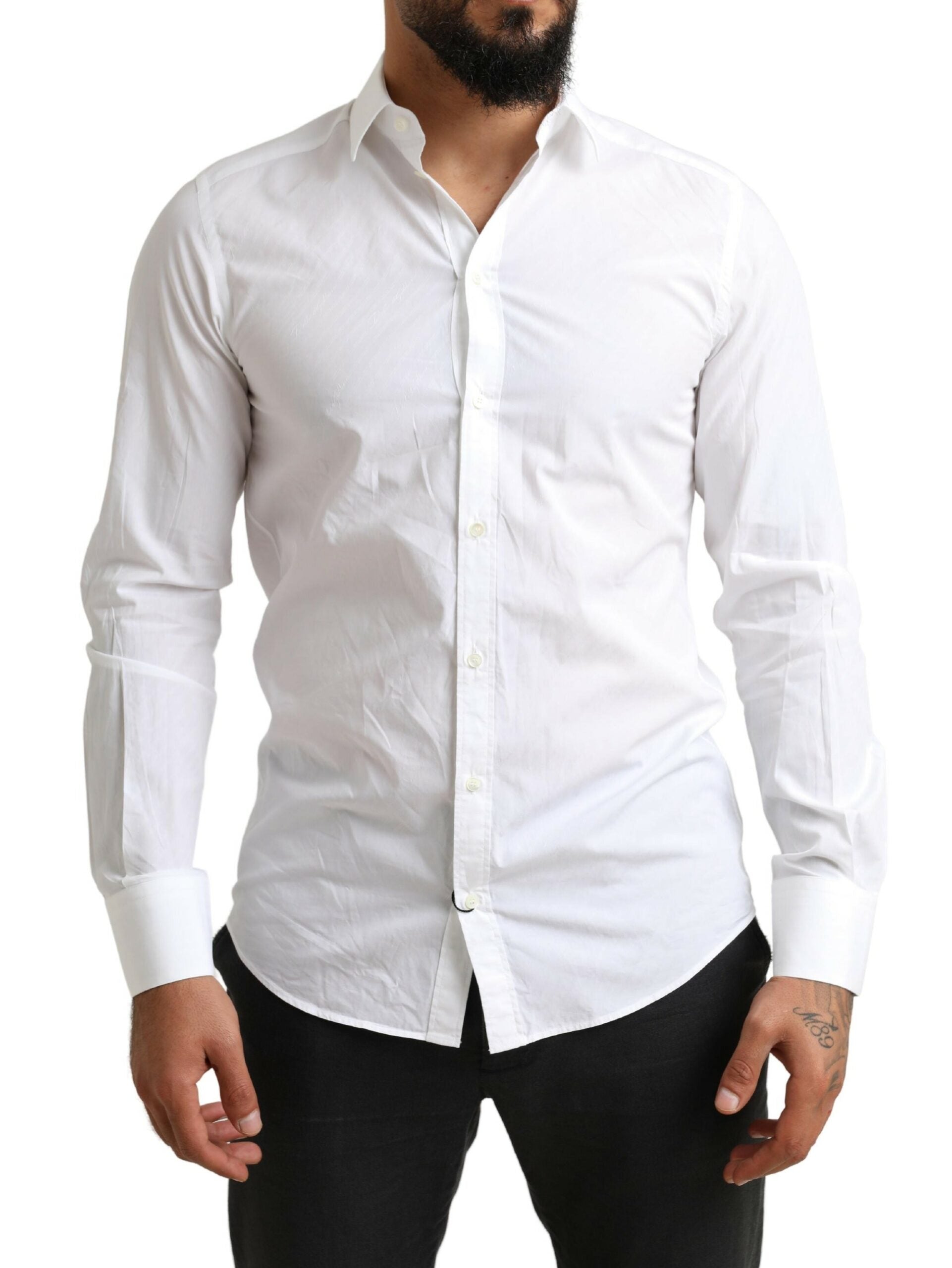 Dolce & Gabbana White MARTINI Cotton Dress Formal Shirt -   -  Dolce & Gabbana.