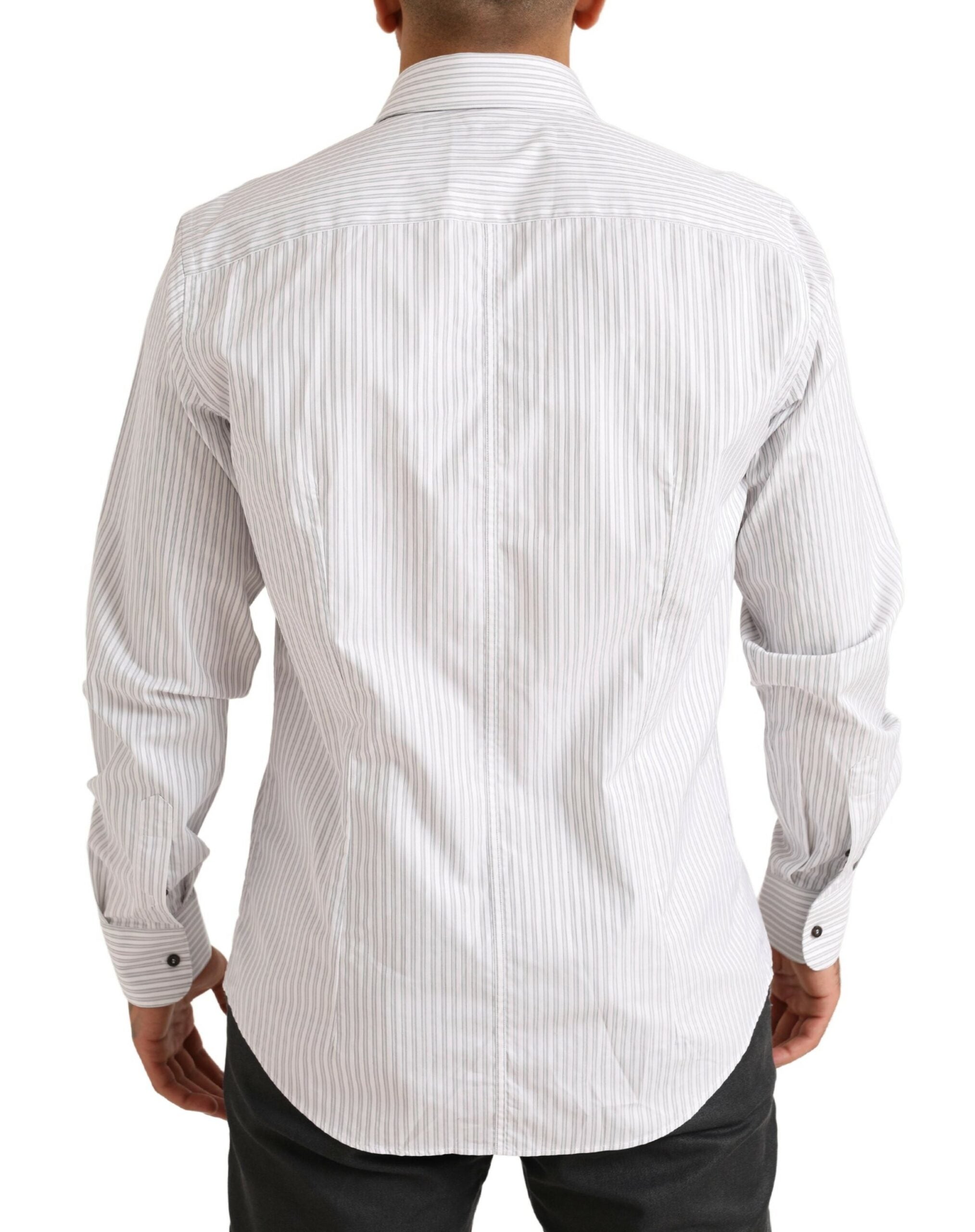 Dolce & Gabbana White MARTINI Cotton Stripe Dress Formal Shirt -   -  Dolce & Gabbana.