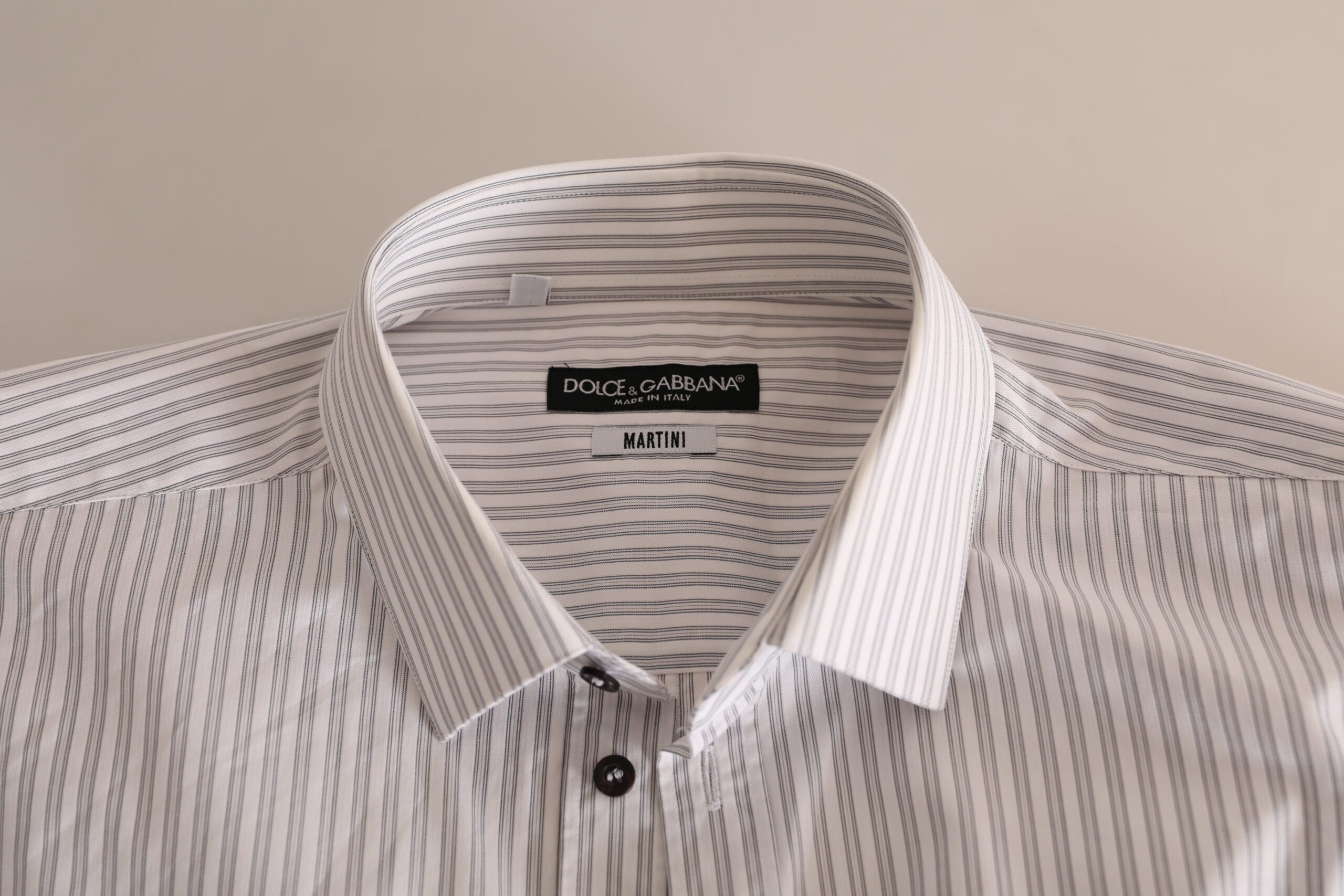 Dolce & Gabbana White MARTINI Cotton Stripe Dress Formal Shirt -   -  Dolce & Gabbana.