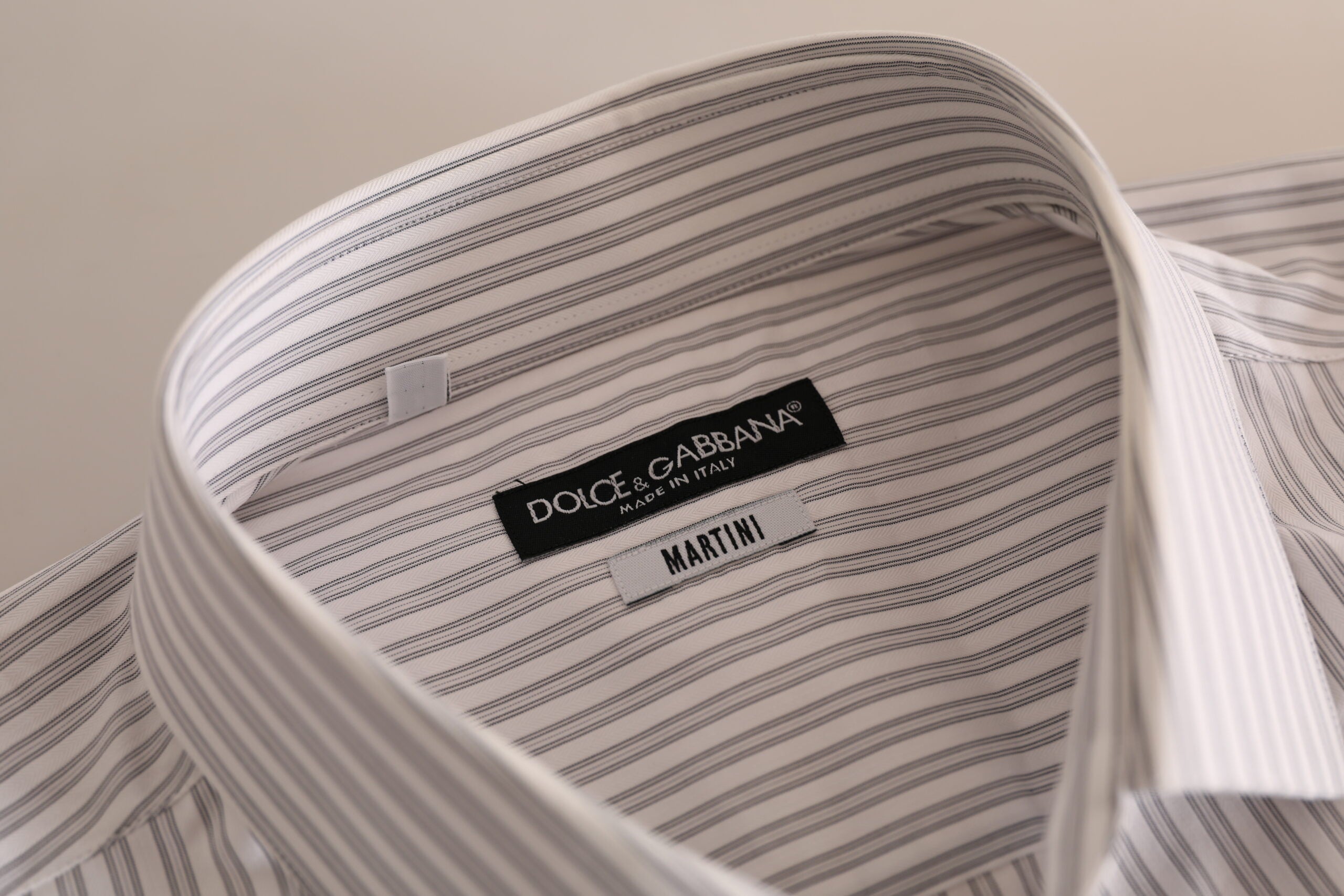 Dolce & Gabbana White MARTINI Cotton Stripe Dress Formal Shirt -   -  Dolce & Gabbana.