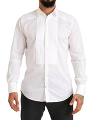 Dolce & Gabbana White GOLD Formal Cotton Tuxedo Dress Shirt -   -  Dolce & Gabbana.