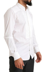 Dolce & Gabbana White GOLD Formal Cotton Tuxedo Dress Shirt -   -  Dolce & Gabbana.