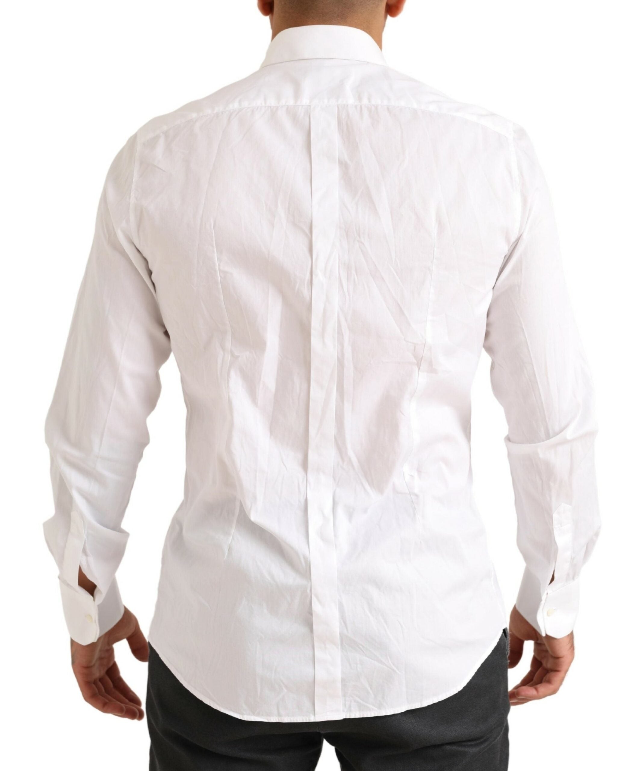 Dolce & Gabbana White GOLD Formal Cotton Tuxedo Dress Shirt -   -  Dolce & Gabbana.