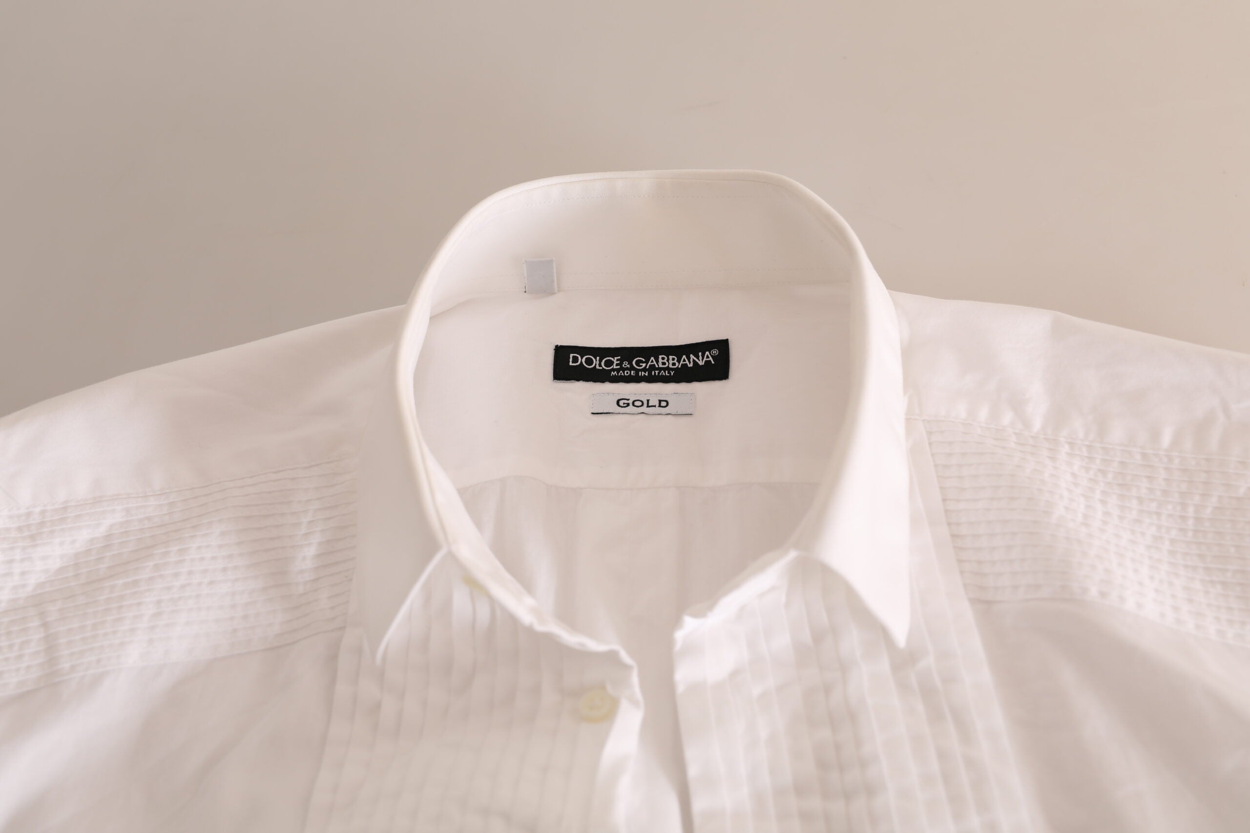 Dolce & Gabbana White GOLD Formal Cotton Tuxedo Dress Shirt -   -  Dolce & Gabbana.