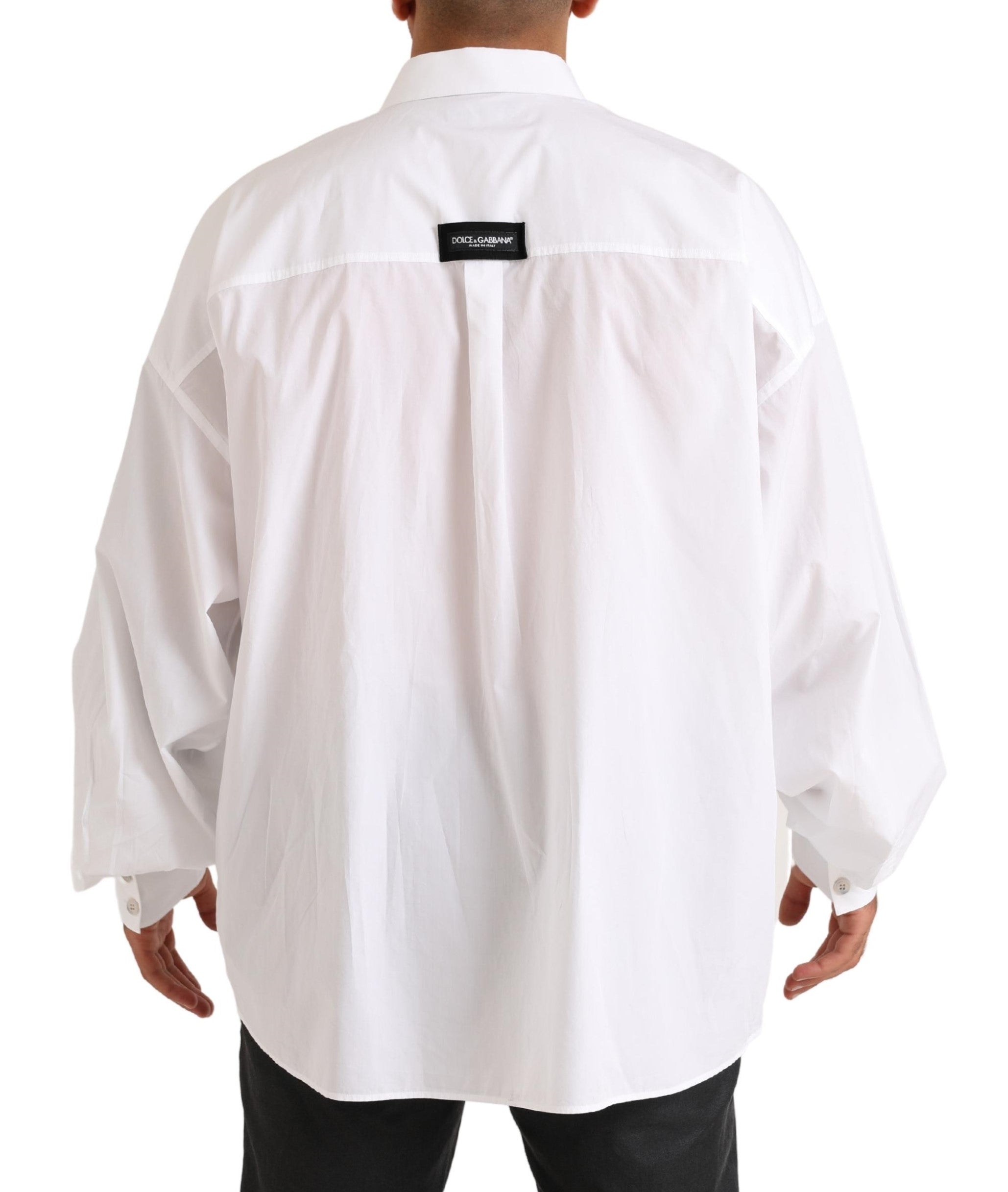 Dolce & Gabbana White Logo Cotton Casual Long Sleeves Shirt -   -  Dolce & Gabbana.