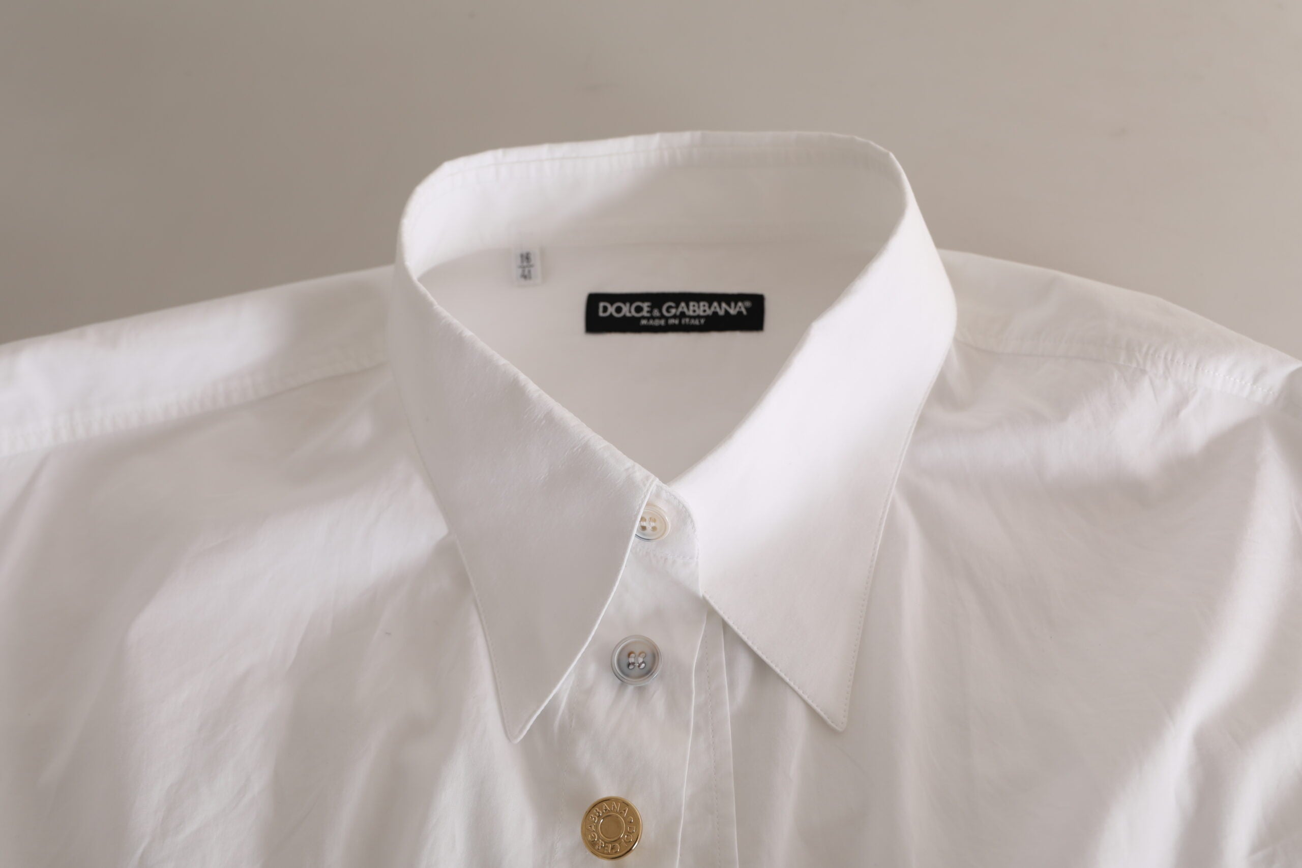 Dolce & Gabbana White Logo Cotton Casual Long Sleeves Shirt -   -  Dolce & Gabbana.