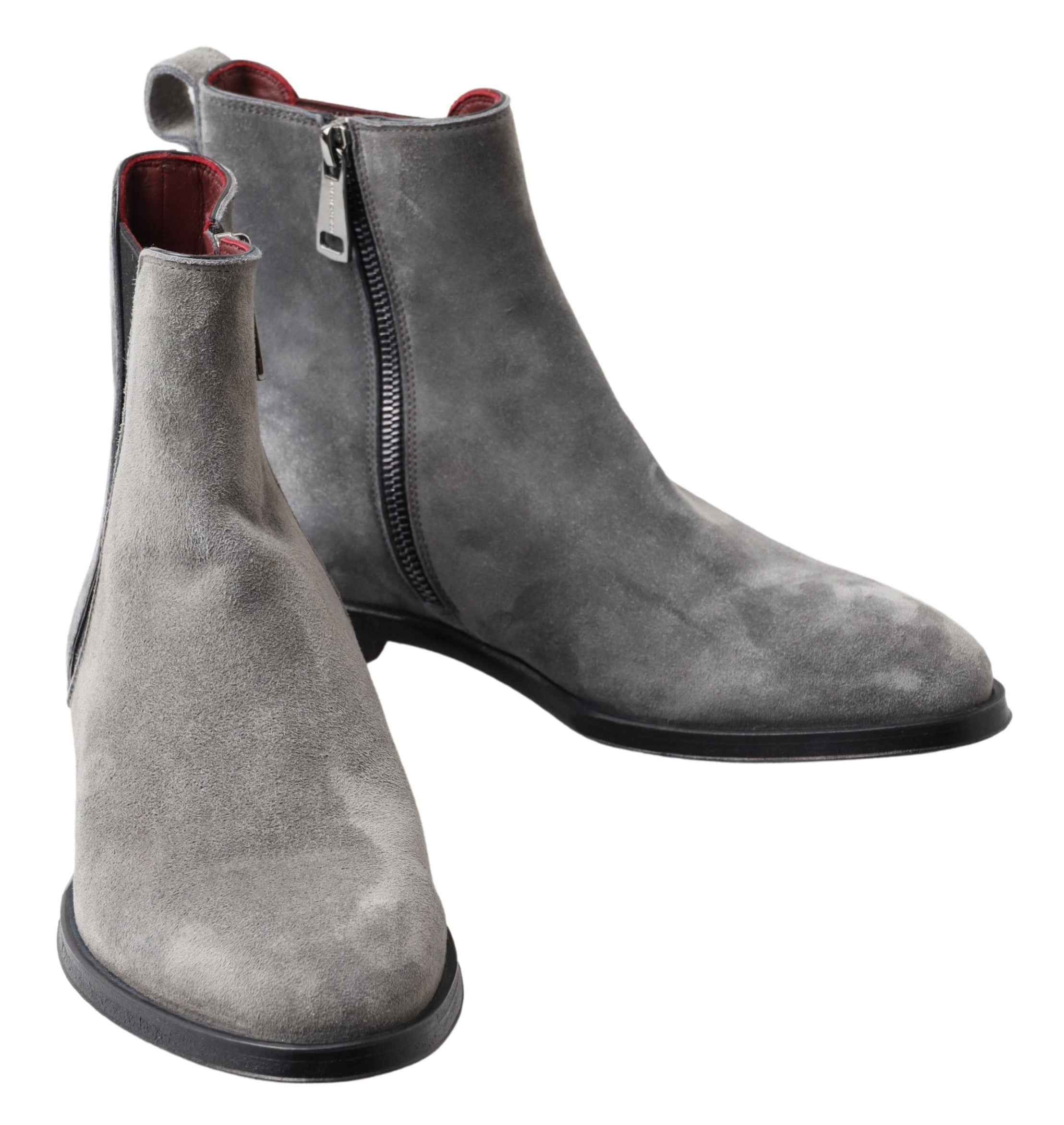 Dolce & Gabbana Gray Leather Men Ankle Boots Shoes -   -  Dolce & Gabbana.