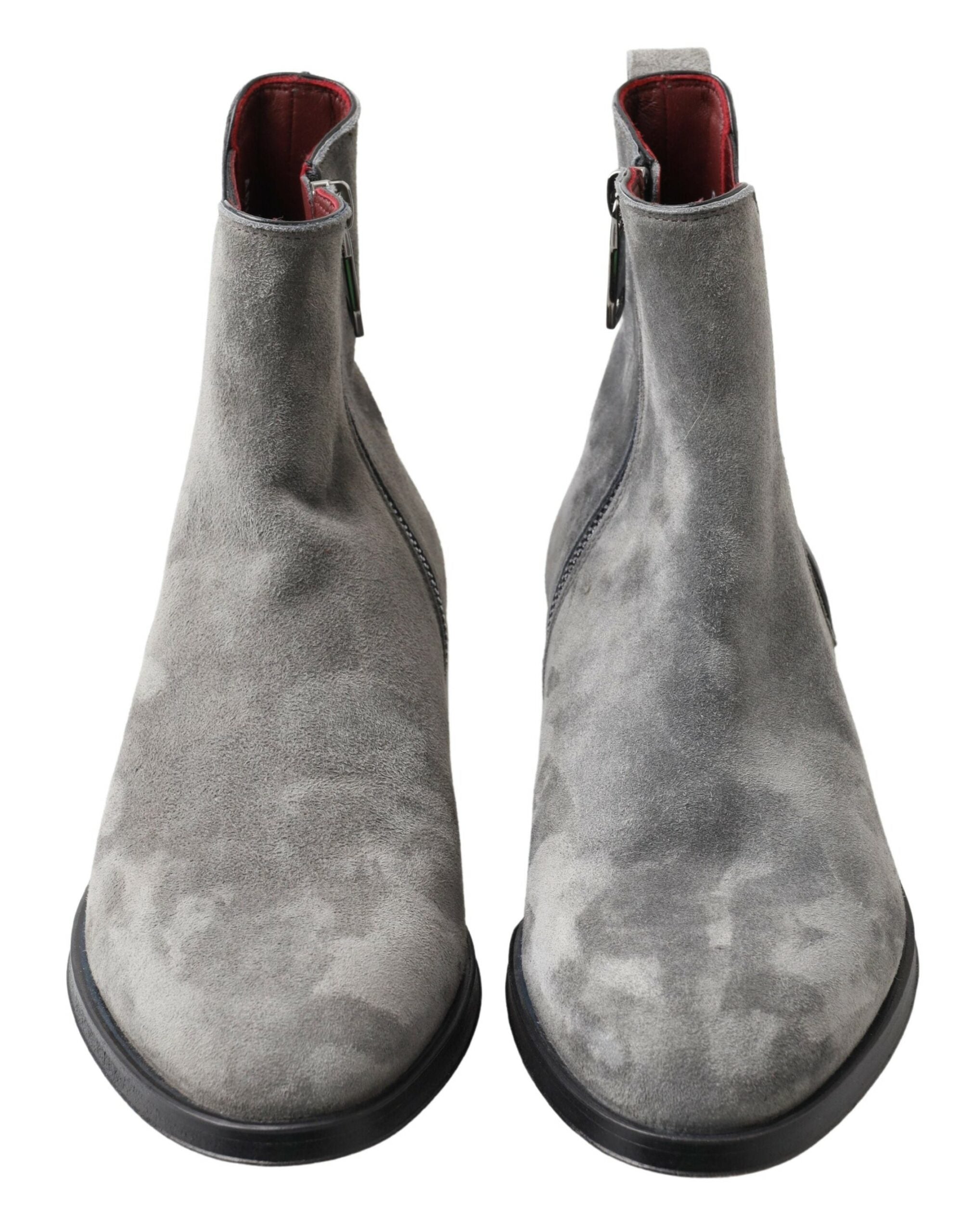 Dolce & Gabbana Gray Leather Men Ankle Boots Shoes -   -  Dolce & Gabbana.