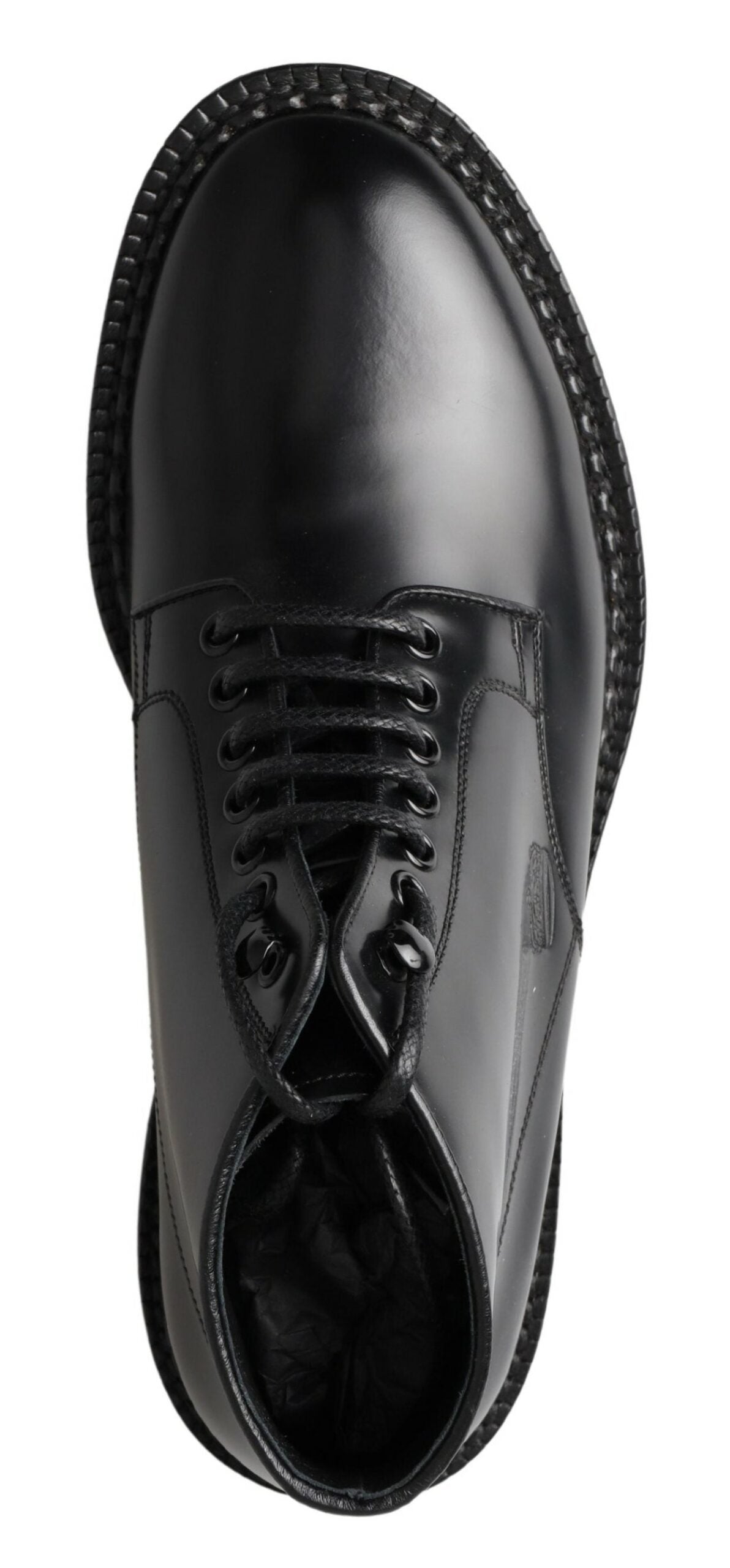 Dolce & Gabbana Black Leather Men Short Boots Lace Up Shoes -   -  Dolce & Gabbana.