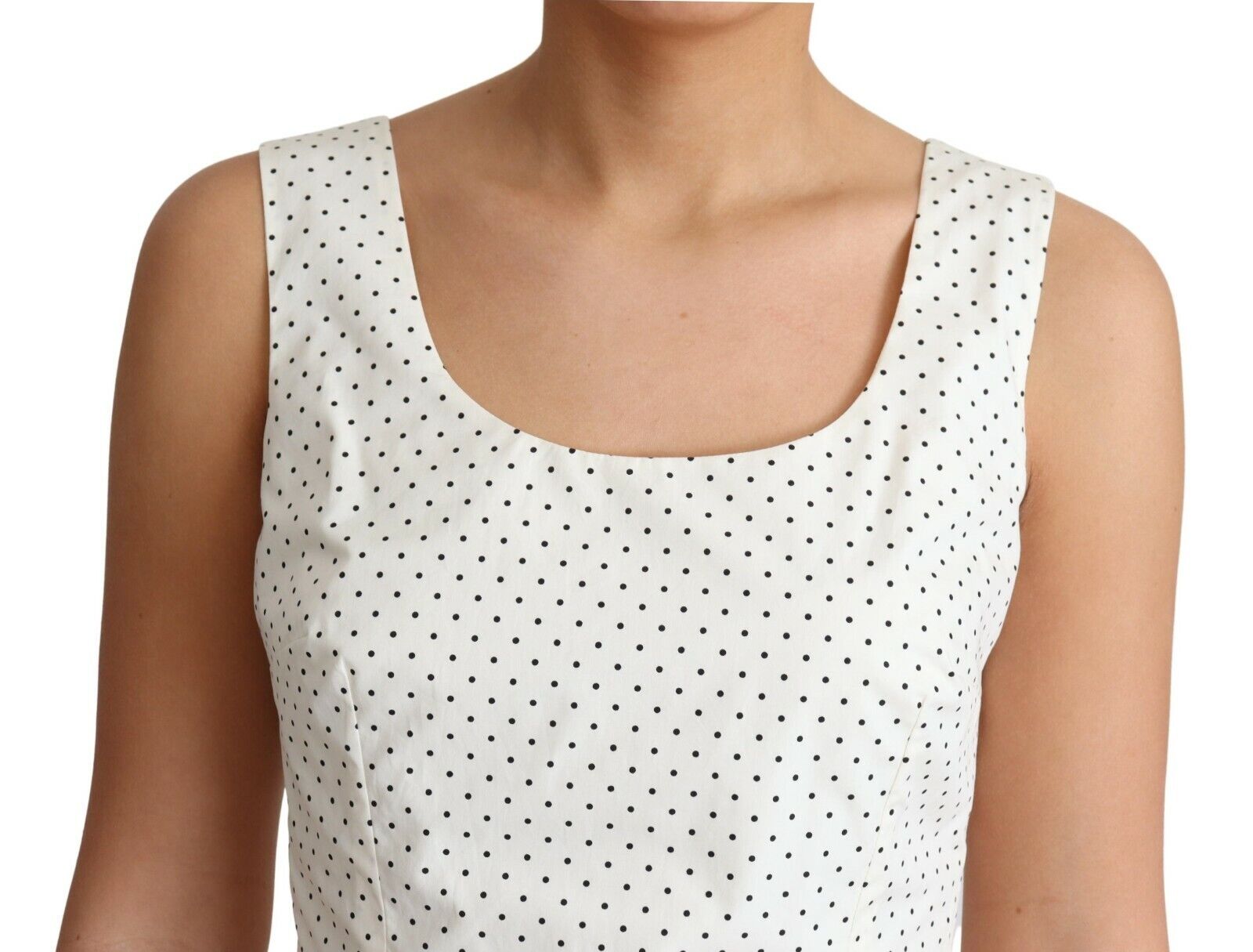 Dolce & Gabbana White Polka Dotted Cotton A-Line Dress -   -  Dolce & Gabbana.