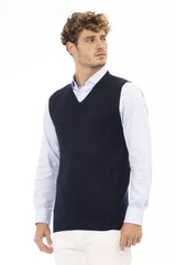 Alpha Studio Blue Viscose Men Jacket -  Vests for Men Suits -  Alpha Studio.