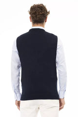Alpha Studio Blue Viscose Men Jacket -  Vests for Men Suits -  Alpha Studio.