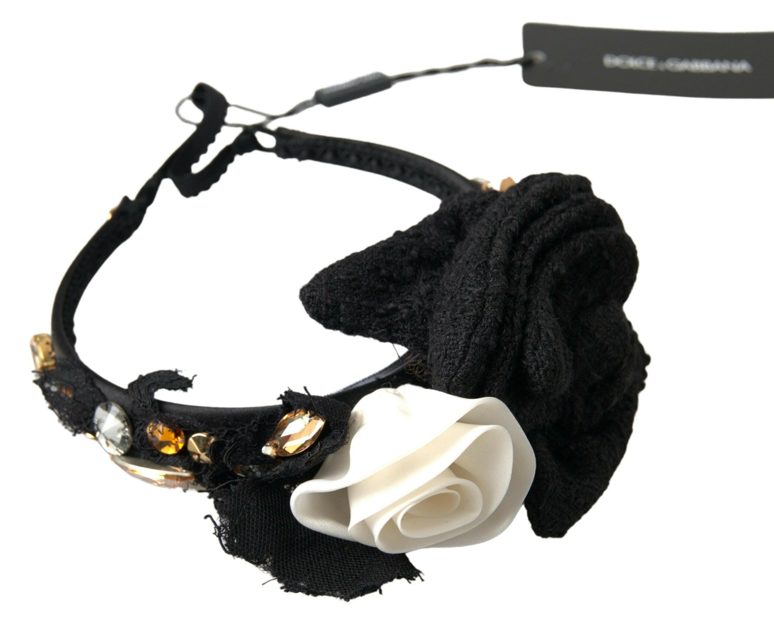 Dolce & Gabbana Diadem Headband Tiara White Rose Crystal Hair Gold -   -  Dolce & Gabbana.