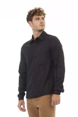 Alpha Studio Gray Wool Men Shirt -   -  Alpha Studio.