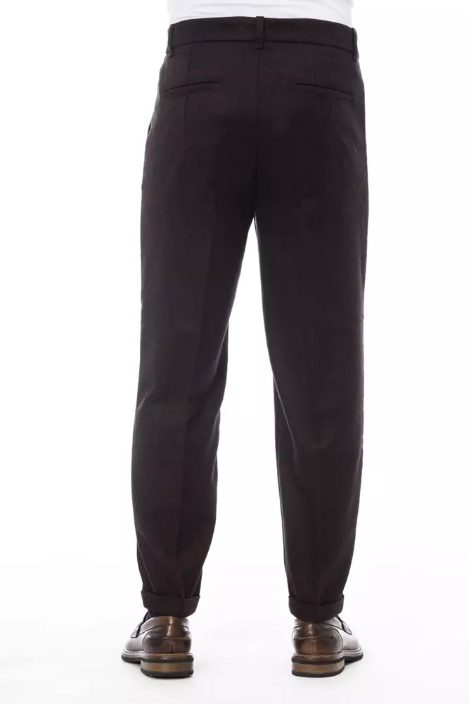 Alpha Studio Brown Wool Men Pant -   -  Alpha Studio.