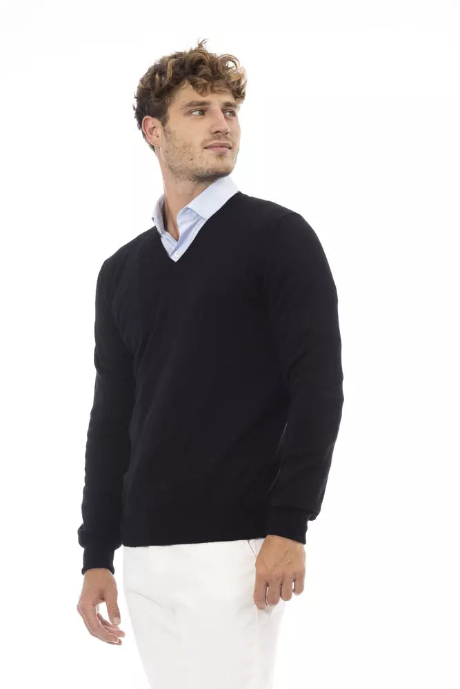 Alpha Studio Black Wool Men's Sweater -   -  Alpha Studio.