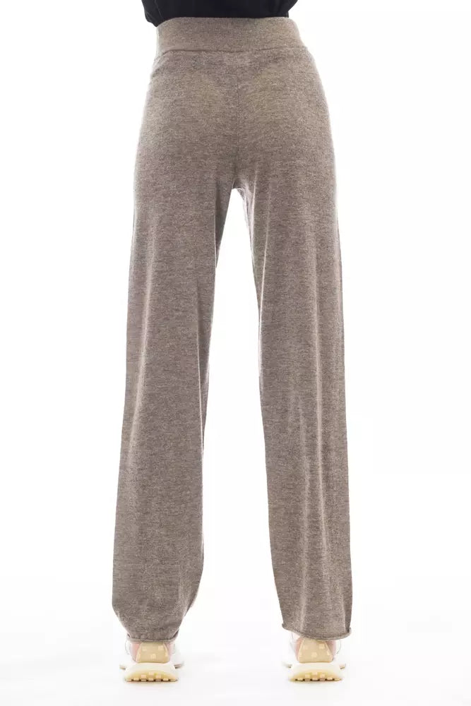 Alpha Studio Brown Wool Women Pant -   -  Alpha Studio.