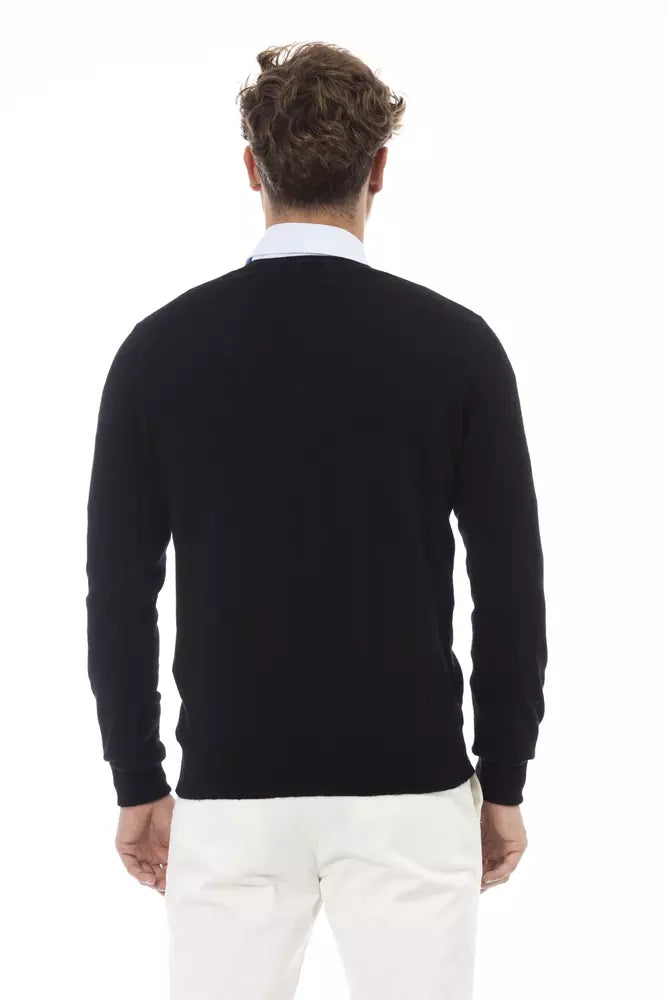 Alpha Studio Black Wool Men's Sweater -   -  Alpha Studio.