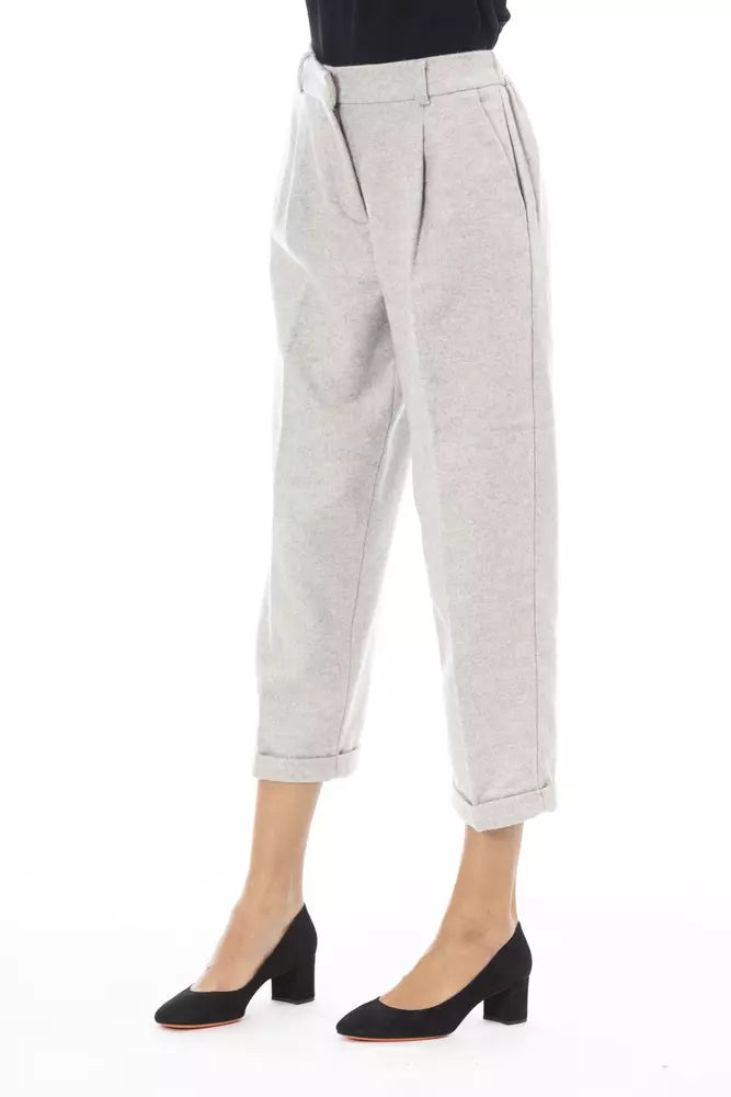 Alpha Studio Gray Wool Women Trouser -   -  Alpha Studio.