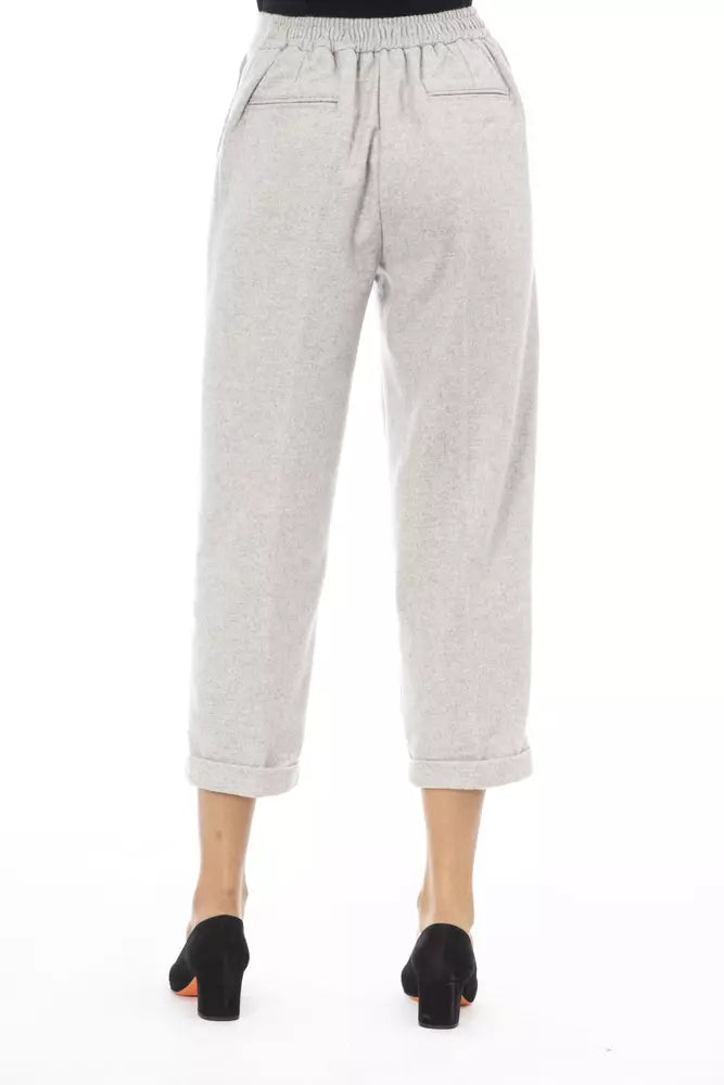 Alpha Studio Gray Wool Women Trouser -   -  Alpha Studio.