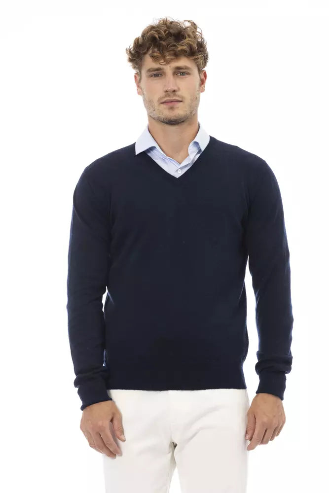 Alpha Studio Blue Wool Men Sweater -   -  Alpha Studio.